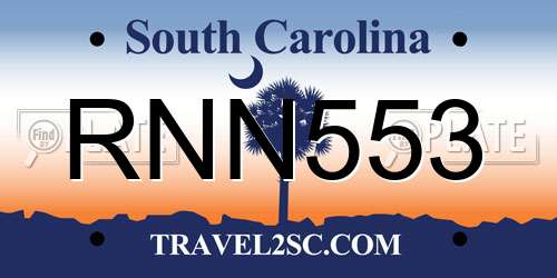 RNN553 South Carolina License Plate