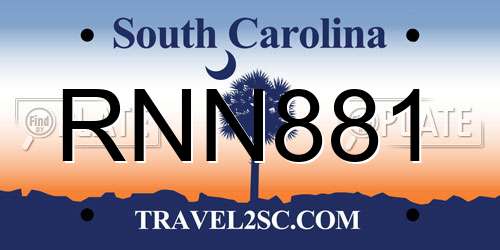 RNN881 South Carolina License Plate