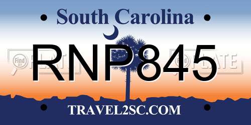 RNP845 South Carolina License Plate