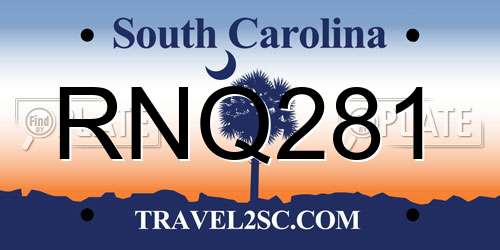 RNQ281 South Carolina License Plate