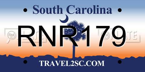 RNR179 South Carolina License Plate