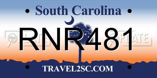 RNR481 South Carolina License Plate