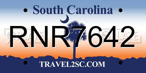 RNR7642 South Carolina License Plate
