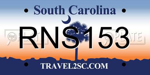 RNS153 South Carolina License Plate