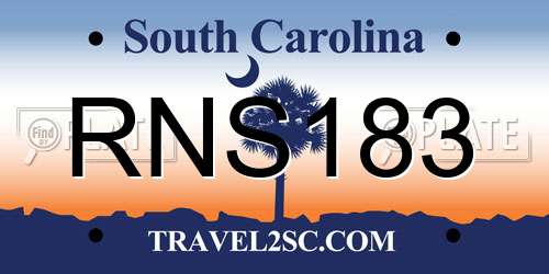 RNS183 South Carolina License Plate