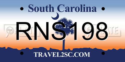 RNS198 South Carolina License Plate