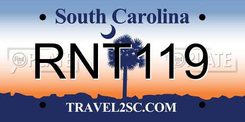 RNT119 South Carolina License Plate