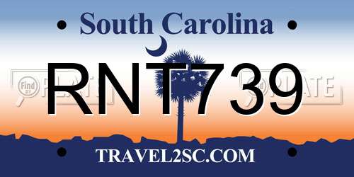RNT739 South Carolina License Plate