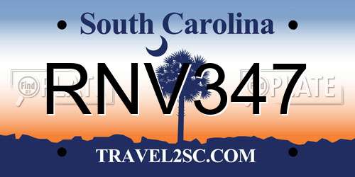 RNV347 South Carolina License Plate