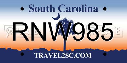 RNW985 South Carolina License Plate