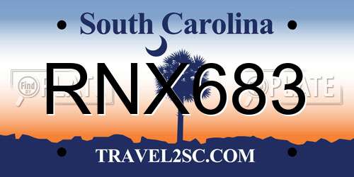 RNX683 South Carolina License Plate