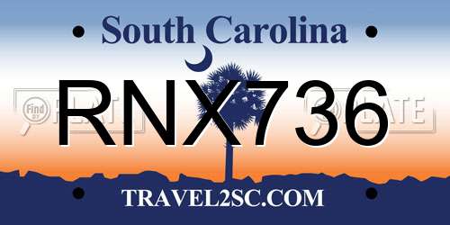 RNX736 South Carolina License Plate