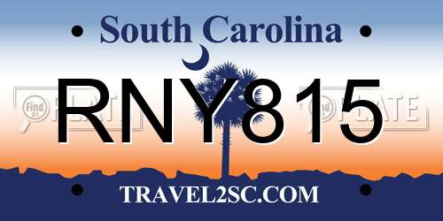 RNY815 South Carolina License Plate