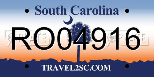 RO04916 South Carolina License Plate
