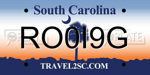 RO0I9G South Carolina License Plate