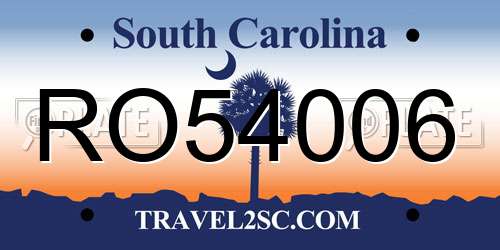 RO54006 South Carolina License Plate