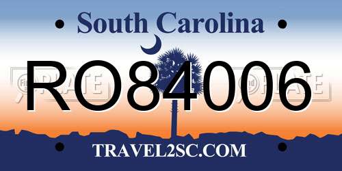 RO84006 South Carolina License Plate