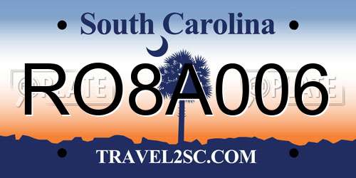 RO8A006 South Carolina License Plate