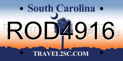ROD4916 South Carolina License Plate
