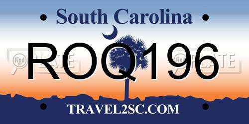 ROQ196 South Carolina License Plate
