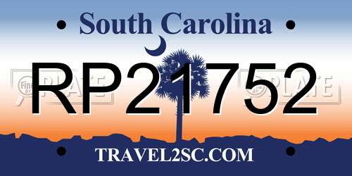 RP21752 South Carolina License Plate