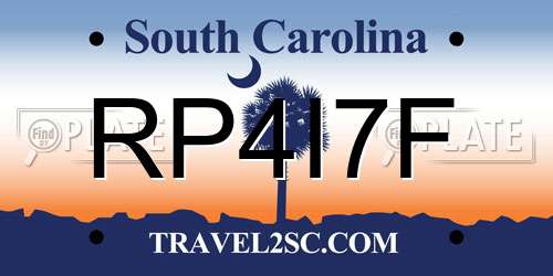 RP4I7F South Carolina License Plate