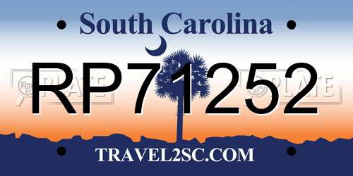 RP71252 South Carolina License Plate