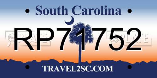 RP71752 South Carolina License Plate