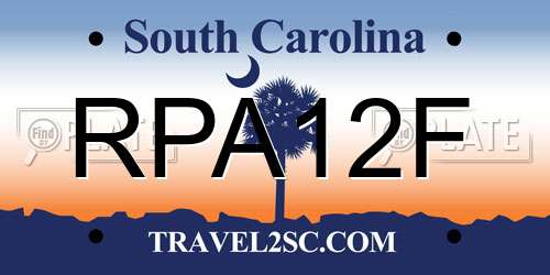 RPA12F South Carolina License Plate