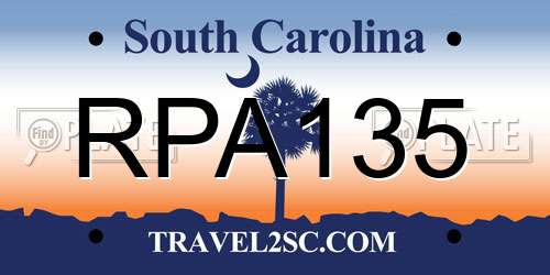 RPA135 South Carolina License Plate