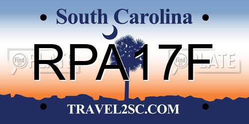 RPA17F South Carolina License Plate