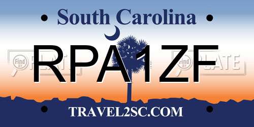 RPA1ZF South Carolina License Plate