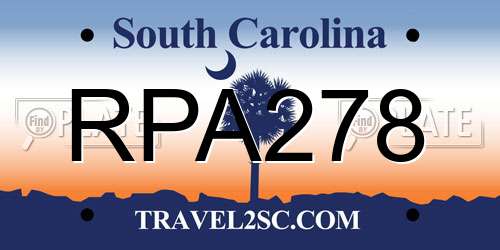RPA278 South Carolina License Plate