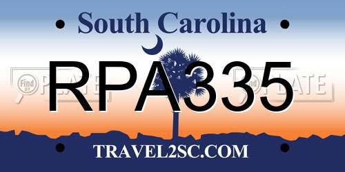 RPA335 South Carolina License Plate