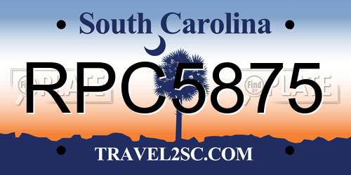 RPC5875 South Carolina License Plate