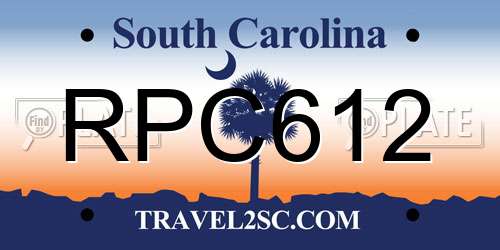 RPC612 South Carolina License Plate
