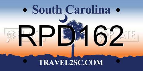 RPD162 South Carolina License Plate
