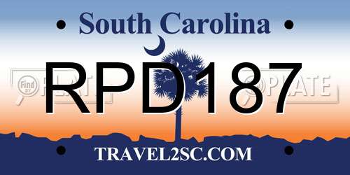 RPD187 South Carolina License Plate
