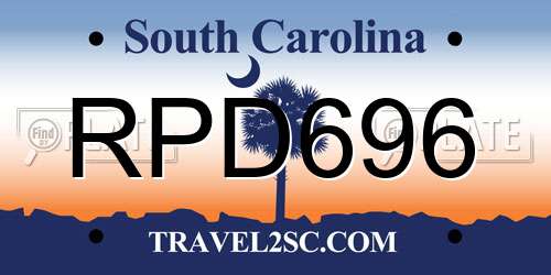 RPD696 South Carolina License Plate