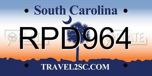 RPD964 South Carolina License Plate
