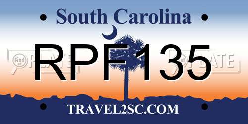 RPF135 South Carolina License Plate