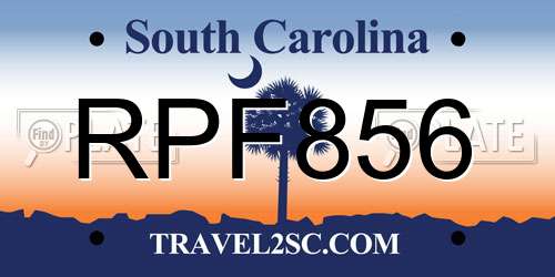 RPF856 South Carolina License Plate