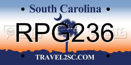 RPG236 South Carolina License Plate
