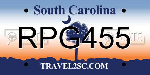 RPG455 South Carolina License Plate