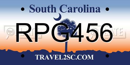 RPG456 South Carolina License Plate