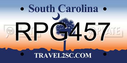 RPG457 South Carolina License Plate