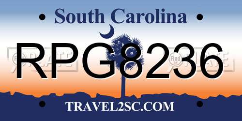 RPG8236 South Carolina License Plate