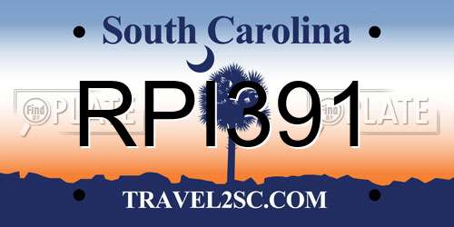 RPI391 South Carolina License Plate