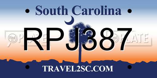 RPJ387 South Carolina License Plate