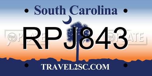 RPJ843 South Carolina License Plate